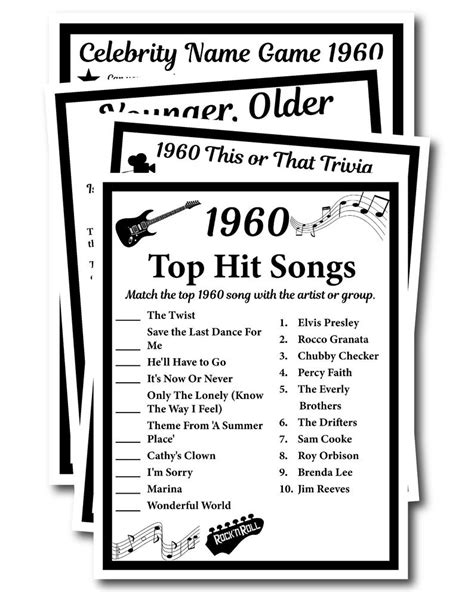 All you need to do is unveil the questions and provide a place for people to write their answers. 1960 Birthday Trivia Game 1960, Birthday Parties, Games ...