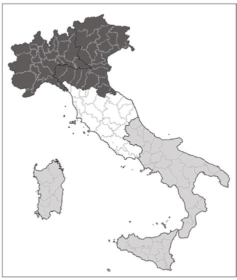 Italy Provinces And Geographical Area North Centre South