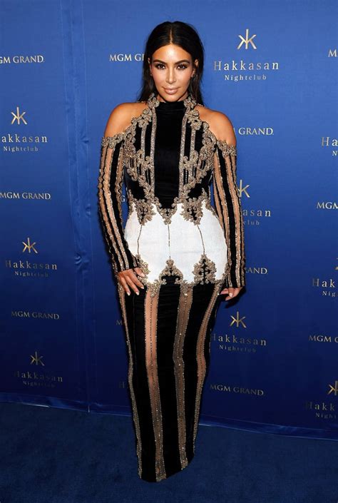 Kim Kardashians Balmain Dress In Vegas April 2016 Popsugar Fashion Photo 5