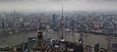 Shanghai Panoramic View From The Global Financial Tower Shanghai New