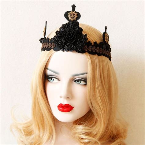 fashion gothic queen cosplay wreath for woman black rose crown headbands fd 79 in hair… gothic