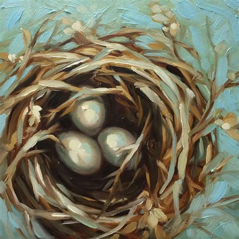 Birds Nest Oil On Panel Oilpaintingbirds Bird Nests Art Nest Art