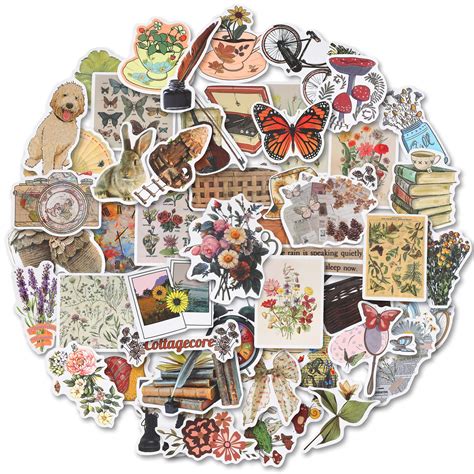 Buy Procase Vintage Stickers 50pcs Cute Cottagecore Scrapbooking