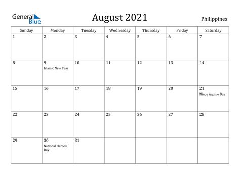 Free Editable Philippine Calendar Template 2021 Calendar Template