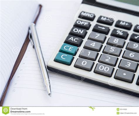 Accounting Tools With Agenda Calculator And Penoffice Financia Stock