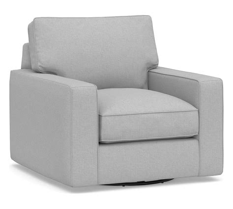 Pb Comfort Square Arm Upholstered Swivel Armchair Box Edge Memory Foam
