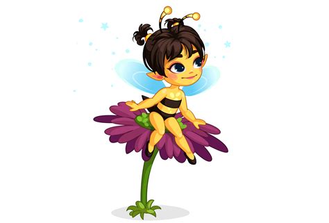 Beautiful Honey Bee Fairy Sitting On The Flower 587617 Vector Art At
