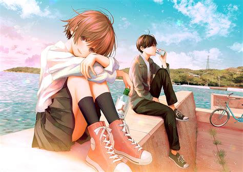 Couple wallpaper matching half couple. Anime Couple School Wallpapers - Wallpaper Cave