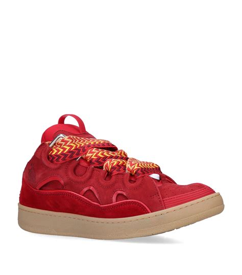 Lanvin Suede Curb Sneakers In Red For Men Lyst