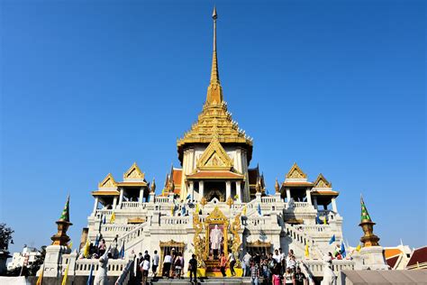 Temple Housing Golden Buddha At Wat Traimit In Bangkok Thailand