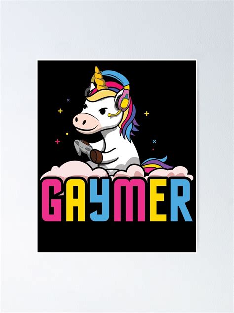rainbow unicorn gaymer lgbtq gay gamer game gaming poster by crisswild redbubble