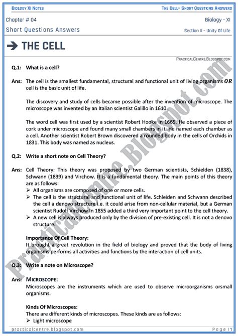 Oct 04, 2020 · general studies paper 1 comprises of 100 questions based on the different subjects like history, geography, indian economy, indian polity, art and culture, current affairs and science & technology. Practical Centre: The Cell - Short Questions Answers ...