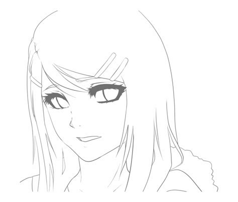 Anime Head Lineart Girl Anime Line Art Transparent Png Download