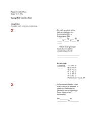 In this biology worksheet, middle schoolers use the information given to complete each of the questions. Spongebob_genetics_MW - Worksheet created by T. Trimpe 2003