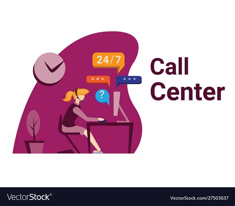 Modern Call Center Design In Flat Style Royalty Free Vector