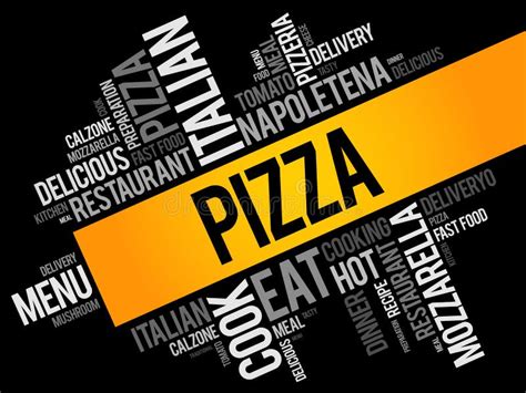 Pizza Word Cloud Collage Food Concept Background Stock Illustration