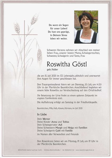 Roswitha Göstl Bestattung Lechner