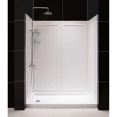 dreamline qwall 5 white 2 piece alcove shower kit common 34 in x 60 in actual 34 in x 60 in