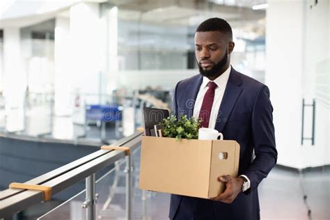Terminated African American Guy In Suit Lost His Job Stock Photo