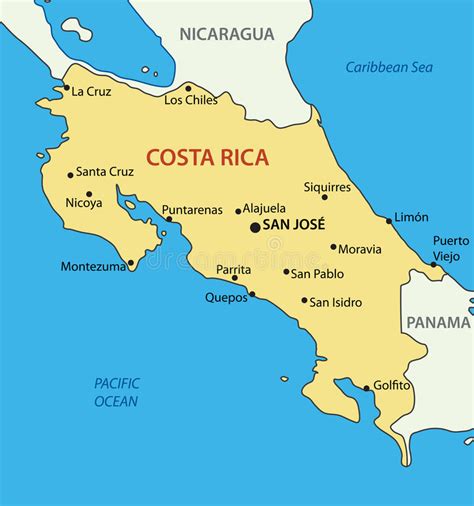Republic Of Costa Rica Map Vector Stock Vector Illustration Of