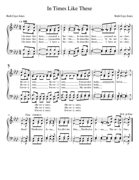 137 In Times Like These Sheet Music For Piano Solo Easy