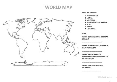 World Map And Comparatives English Esl Worksheets For Distance