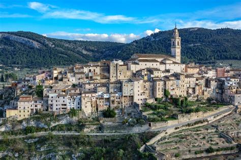 Top View Of The Classic Hillside Town Of Bocairent Stock Photo Image