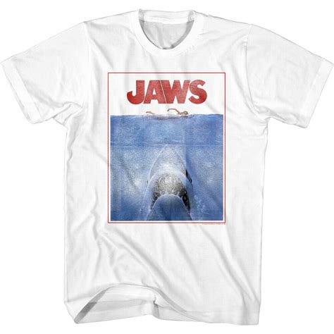 Jaws Vintage Outlined Poster T Shirt Mens Movie T Shirts Societees