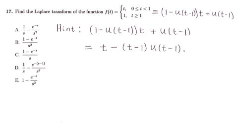 solved 17 find the laplace transform of the function f t