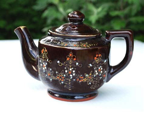 Vintage Japanese Moriage Redware Teapot