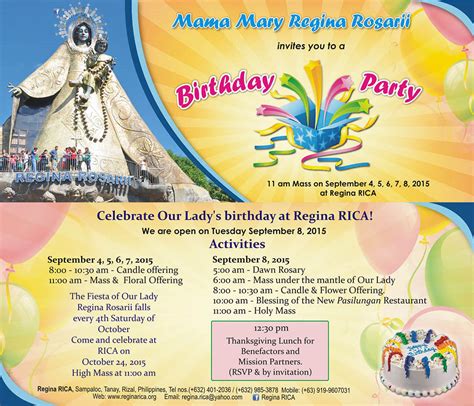 September 8 is the birthday of the blessed virgin mary, the mother of our lord jesus christ. Regina RICA is open September 8, 2015 (Tuesday)