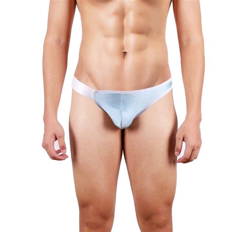 Men Briefs Sexy Underwear Thongs Silky Low Waist Breathable Gay U Convex Pouch Underpants Sleep