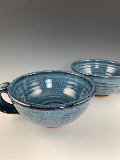 Soup Bowls Set Of 2 Bowls With Handle Handmade Pottery Etsy
