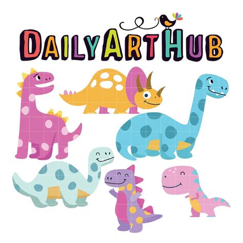 Cute Pastel Dinosaurs Clip Art Set – Daily Art Hub // Graphics