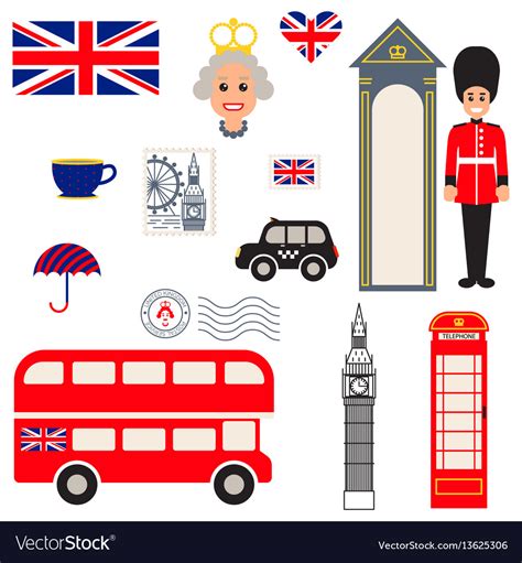 England Traditional Symbols Royalty Free Vector Image
