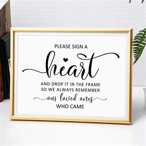 Please Sign A Heart Wedding Sign Heart Guestbook Sign A Heart Sign