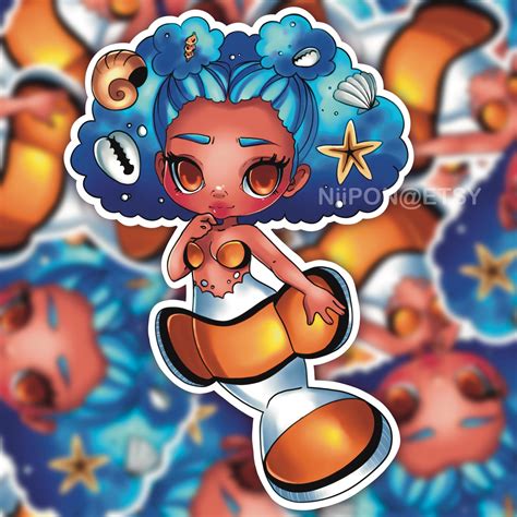 Clownfish Mermaid Vinyl Sticker Black Girl Magic Black Lives Etsy