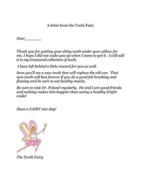 Tooth Fairy Letter Template Sample Design Layout Templates