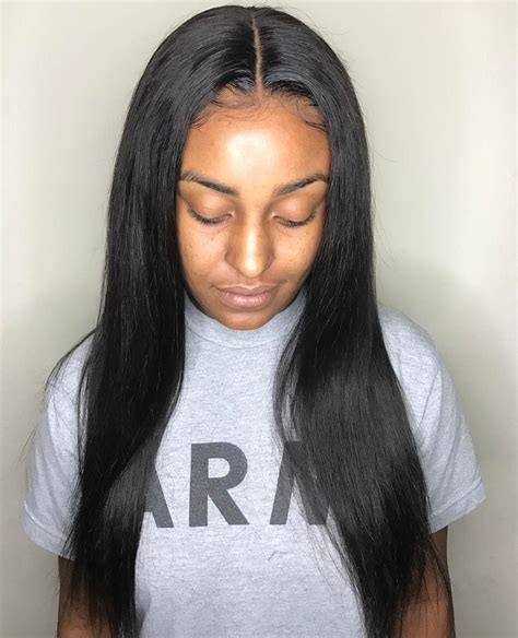 Straight Hair Weave With Middle Part