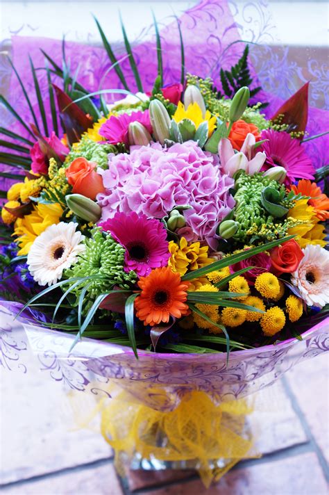 A Stunning Vibrant Summer Flower Bouquet Including A Beautiful Pink