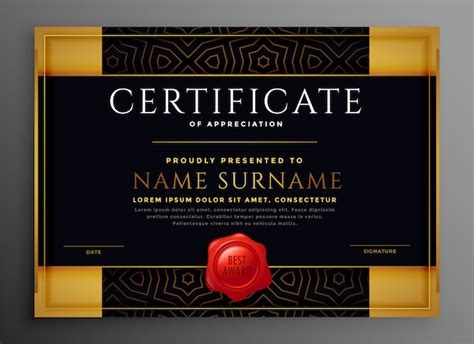 Premium Golden Certificate Of Appreciation Template Download Free Vrogue