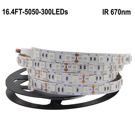 670nm Red Dc 12v Smd5050 Flexible Led Strip Lights 60 Leds Per Meter 5