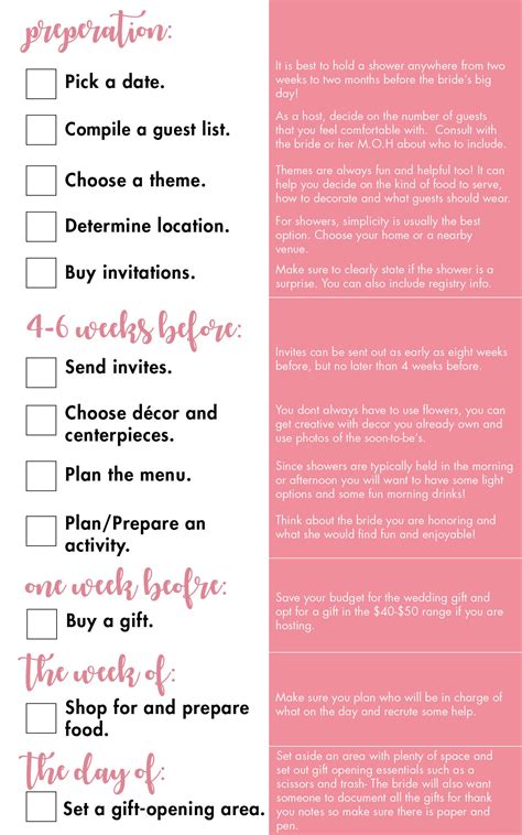 30 bridal shower checklist printable simple template design