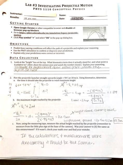 Unit 1 motion and forces answer key unit 1 motion and forces answer key. Solved: LAB #3 INVESTIGATING PROJECTILE MOTION PHYS 1 110 ...