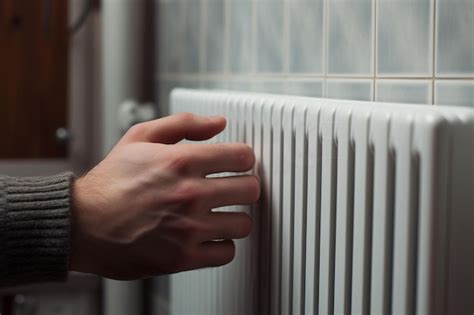 Premium Ai Image A Hand Touching White Radiator Of A Central Heating