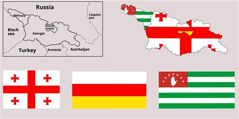 Georgia Republic Of South Ossetia Or The State Of Alania Republic Of Abkhazia Map Flag Icon Set Vector 