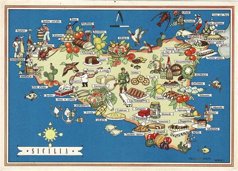 Pictorial Map Of Sicily Idea Rare Maps