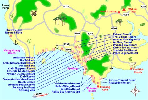 Map Of Krabi Town And Beach Areas Krabi Thailand Travel Krabi Town