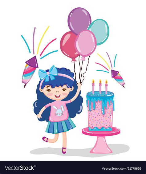 Girl Birthday Party Cartoons Royalty Free Vector Image