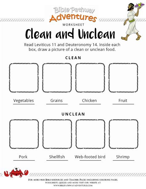 Bible Worksheet Activity Clean And Unclean Food Free